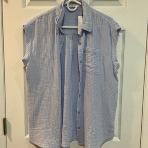 NWT Calvin Klein Jeans 100% Cotton Button Down Blue Med